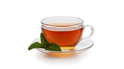Cup of Red Tea with Mint leaf