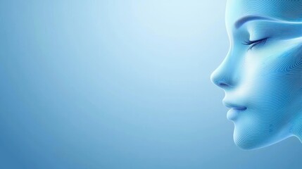 Obraz premium Serene woman's portrait, captivating image against striking blue background woman