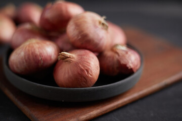 Close up of red shallot onion