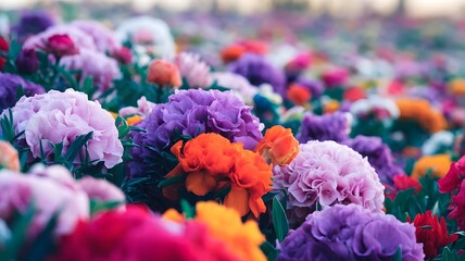 Colorful Array of Ruffled Flowers in Bloom