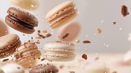 Macaroons dessert sweets and cookies, a delightful pastry baking with confectionery treats