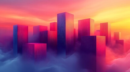 Abstract city sunset skyline