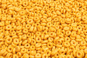Corn-flakes background and texture. Top view.