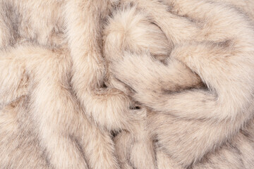 Texture of faux fur as a background, top view.