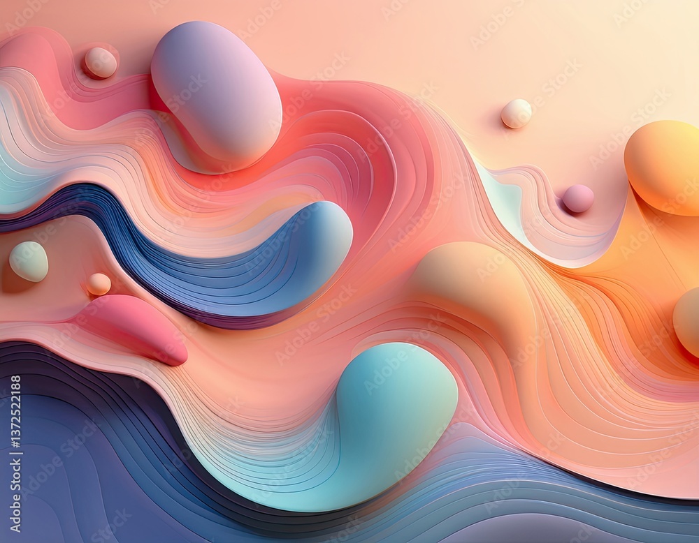 Fototapete trendy, abstract background featuring soft, organic gradient blobs that seamlessly blend into each other. modern and fresh, with a minimalist aesthetic using pastel shades and subtle shadows