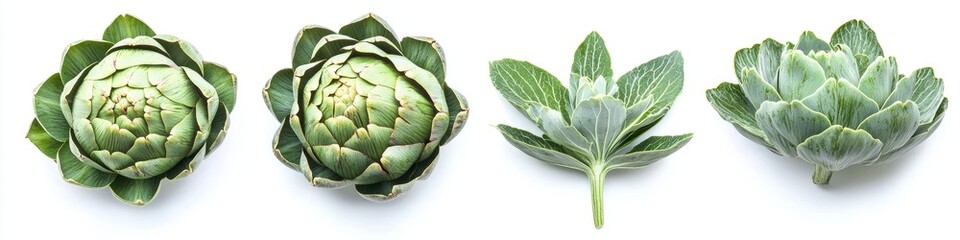 Fototapeta premium Fresh Artichoke Heads and Leaves