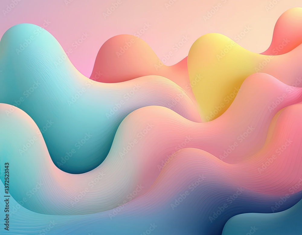 Fototapete trendy, abstract background featuring soft, organic gradient blobs that seamlessly blend into each other. modern and fresh, with a minimalist aesthetic using pastel shades and subtle shadows