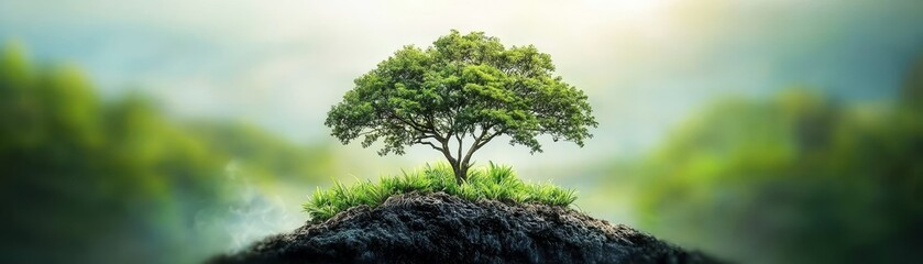 Corporate sustainability expert discussing environmental solutions at nature conference outdoor setting inspirational viewpoint