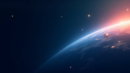 Contemporary Wallpaper Design: Sleek Abstract Visuals with Cosmic Gradients & Minimalist Telescope Icons for Advanced Astronomical Instrumentation & Text Overlays