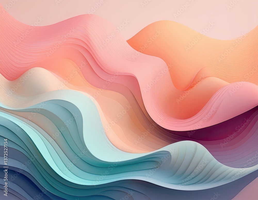 Fototapete trendy, abstract background featuring soft, organic gradient blobs that seamlessly blend into each other. modern and fresh, with a minimalist aesthetic using pastel shades and subtle shadows