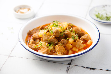 Chicken ragout with pineapple