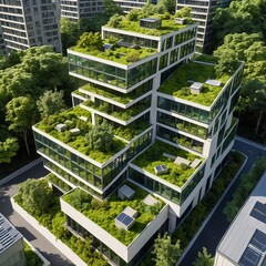 Eco-Friendly Modern Building with Green Roof
