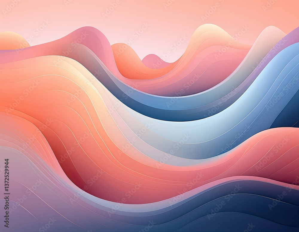 Poster trendy, abstract background featuring soft, organic gradient blobs that seamlessly blend into each o