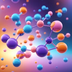 Abstract Colorful Molecular Structure