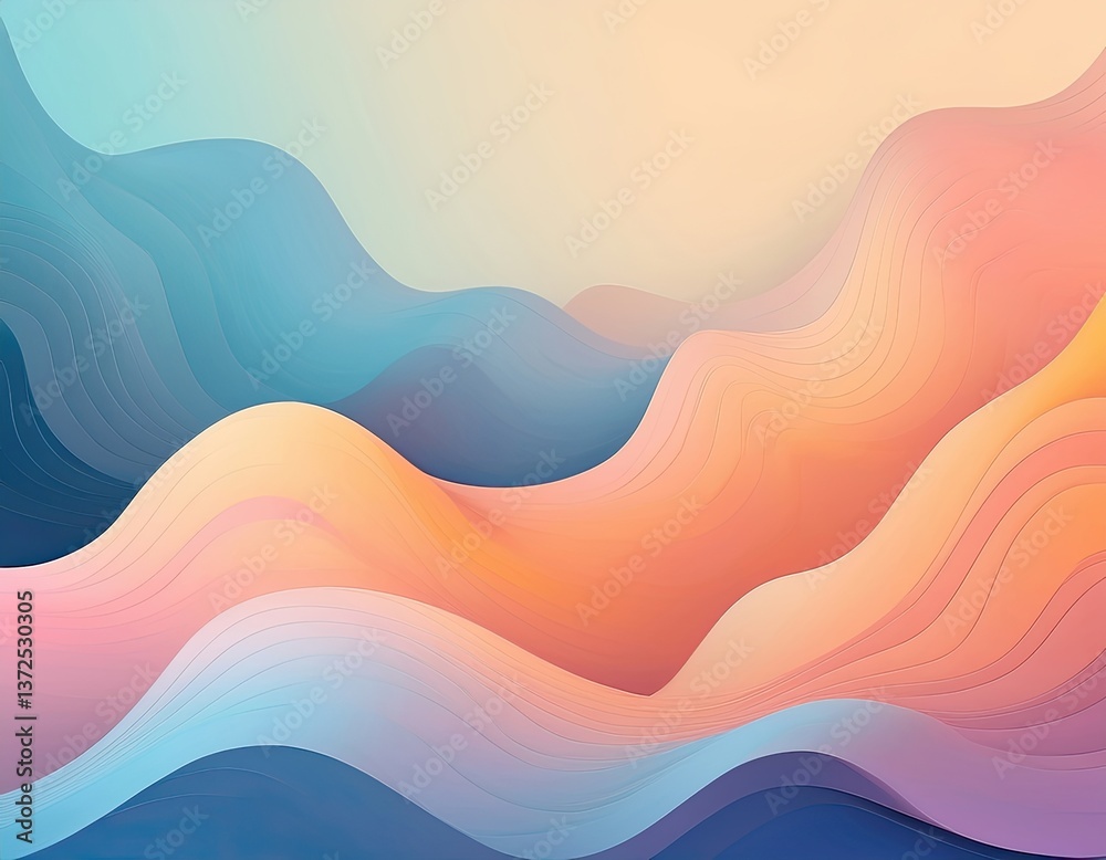 Fototapete trendy, abstract background featuring soft, organic gradient blobs that seamlessly blend into each other. modern and fresh, with a minimalist aesthetic using pastel shades and subtle shadows