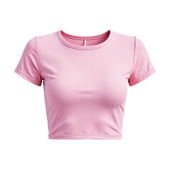 Pink cropped short sleeve t-shirt for women. Perfect for summer fashion and casual style.