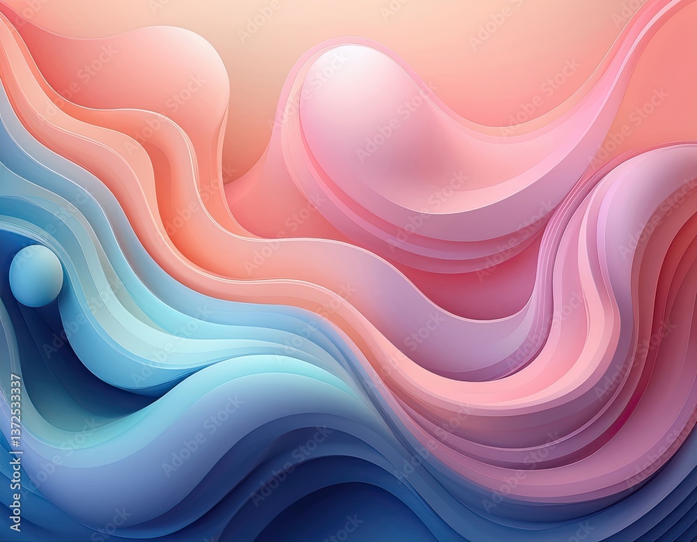 Fototapete trendy, abstract background featuring soft, organic gradient blobs that seamlessly blend into each other. modern and fresh, with a minimalist aesthetic using pastel shades and subtle shadows