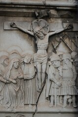 Nuremberg, Germany 10.16.2019: Crucifixion of Christ, wing from a diptych, Northern France