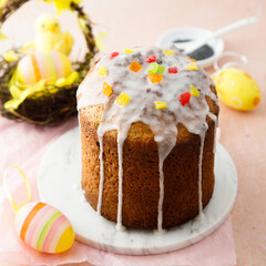 Traditional Easter bread with sugar glaze