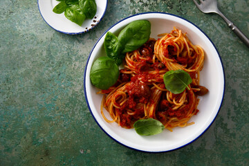 Pasta Puttanesca with olives and tomatoes