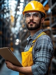 Worker in Warehouse with Documents