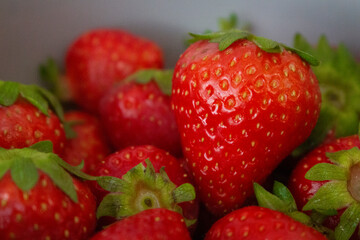 strawberries in a bowl upclose