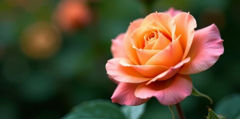 Macro shot of vibrant apricot nectar rose bloom, rose, close up, nectar