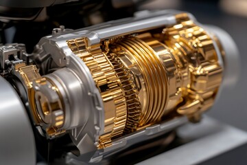 Detailed view of engine transmission