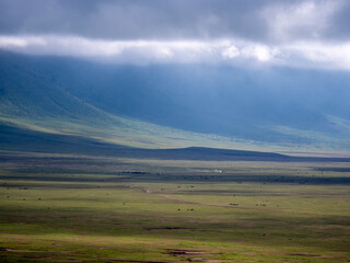Ngorongo Crater landscape with dramatic sky. © Albert Schweitzer