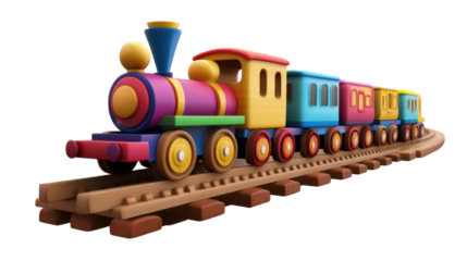 wooden toy train isolated on white