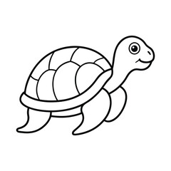 Simple Line Drawing of a Smiling Turtle for Coloring
