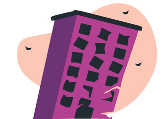 Terremoto derrubando pr&eacute;dios de uma cidade grande