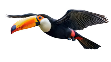 Naklejka premium toucan in flight isolated