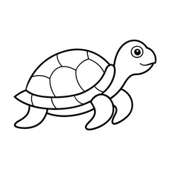 Simple Line Drawing of a Smiling Turtle for Coloring
