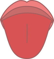 シンプルでやさしい色合いの舌を出した口のイラスト