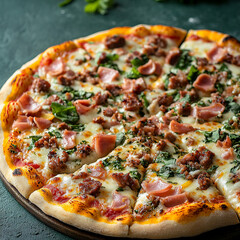 pizza with salami and olives. Generative AI