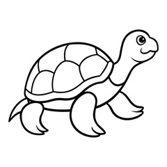 Simple Line Drawing of a Smiling Turtle for Coloring
