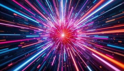 Colorful Light Trails Abstract Design with Speed Effect and Energy