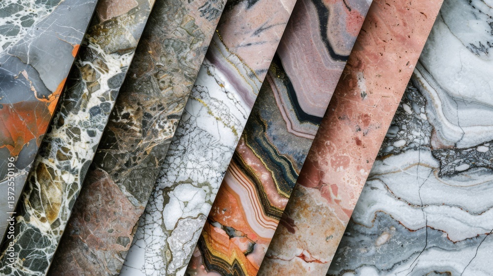 Aufkleber a captivating collection of various marbled stone patterns in soft earthy tones, showcasing the natu