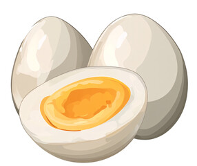Boiled egg, cut in half, with a transparent background