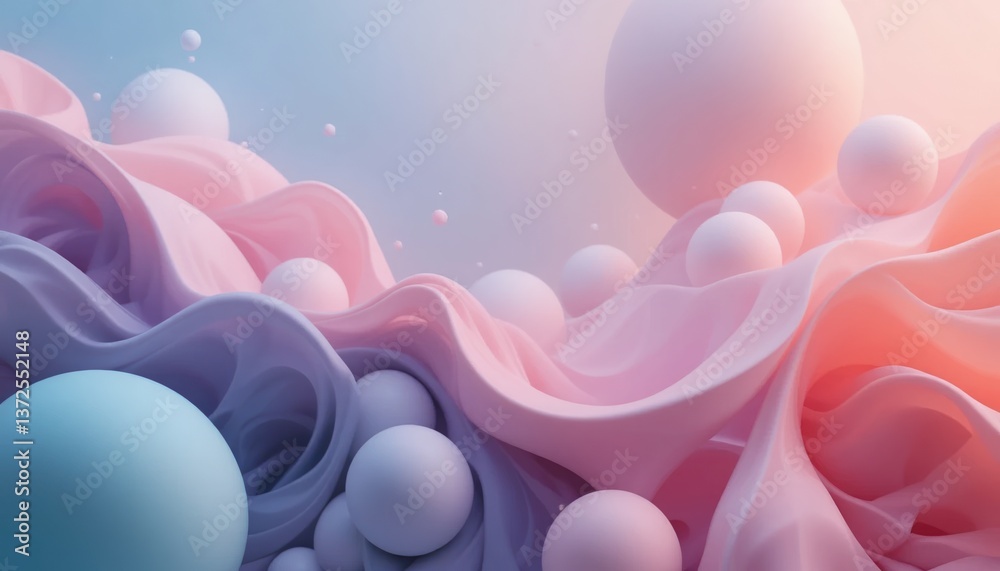 Poster dynamic abstract patterns digital art fluid shapes and colors soft background conceptual design ethe