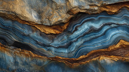 Obraz premium Beautiful mineral layers in shades of blue and brown. Perfect for nature texture lovers and abstract visual creators.