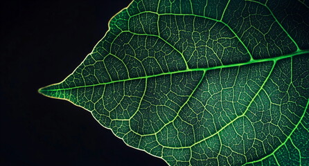 Fototapeta premium Close-up of vibrant green leaf veins. Natural geometry ideal for botanical, wellness, or environmental topics.