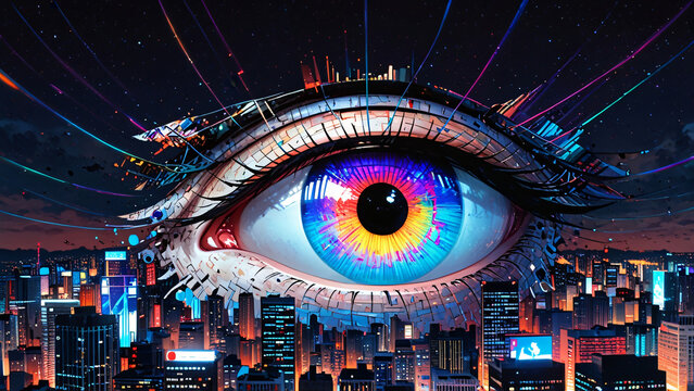 Holographic eye of data - Anime illustration