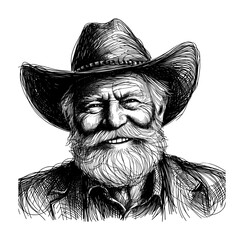 lineart sketch drawing - an oldman smile and happy face (artwork 2)