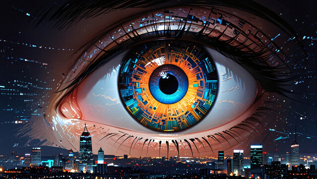 Holographic eye of data - Anime illustration