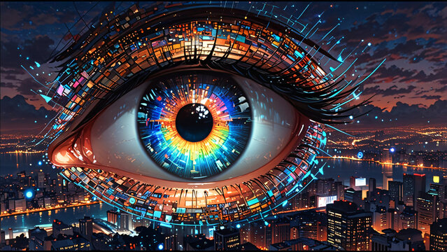 Holographic eye of data - Anime illustration