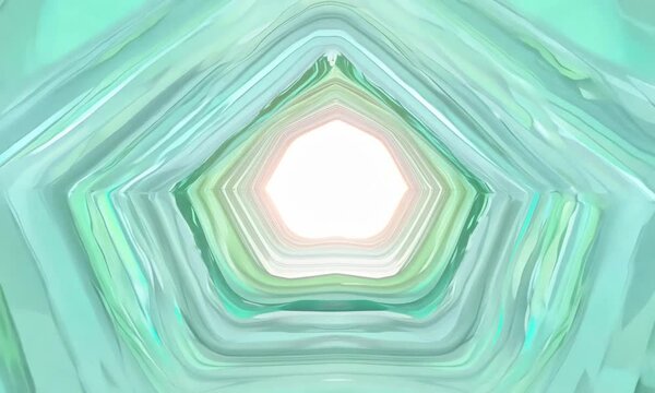 Green background. Motion.A bright tunnel with light illumination in animation that moves from the inside.