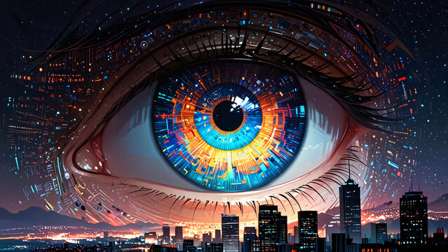 Holographic eye of data - Anime illustration