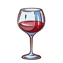 Glass of red wine line icon. Outline hand drawn transparent wineglass with grape alcohol drink to taste, cup of restaurant and bar, shop menu. Winery mascot, wine goblet icon vector illustration